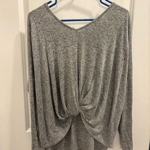Lavender Field Heather Gray Knotted Long Sleeve Top